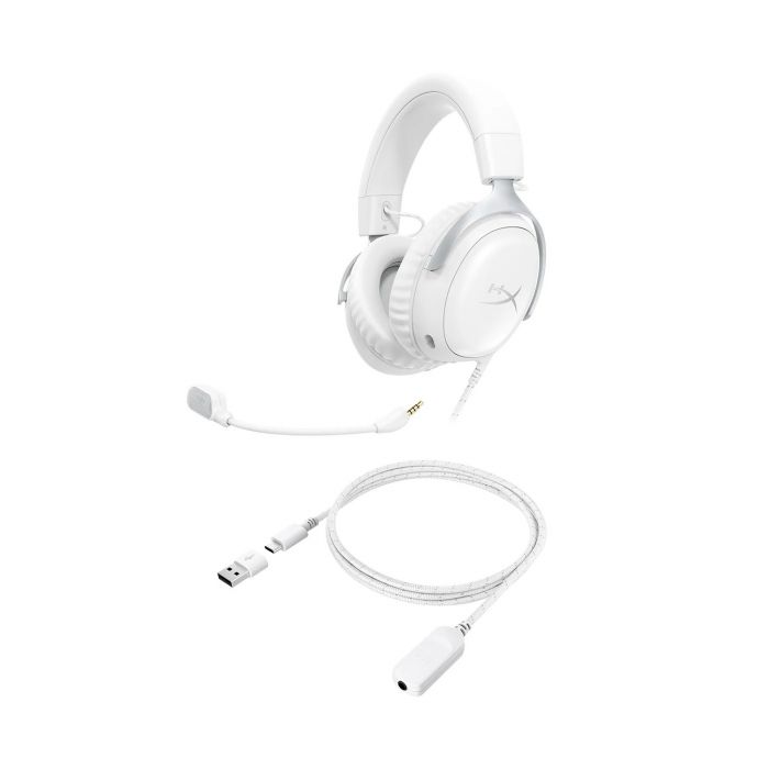 Гарнітура ігрова HyperX Cloud III, mini-jack/USB-A/USB-C, 1.2м/1.3м, білий