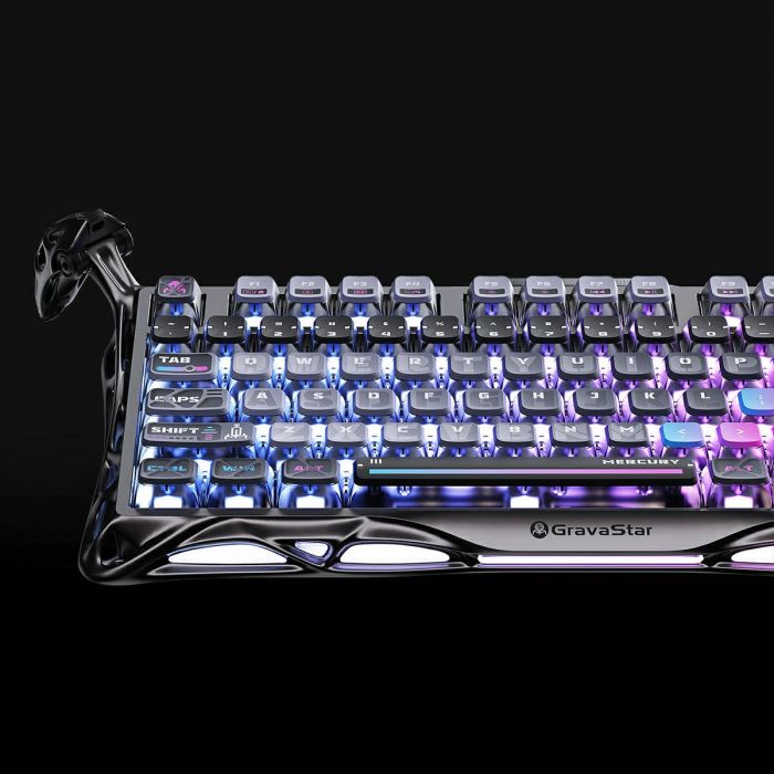 Клавіатура механічна GravaStar Mercury K1 Pro 80keys, GravaStar x Kailh Speedy Mint, BT/WL/USB, cyberpunk