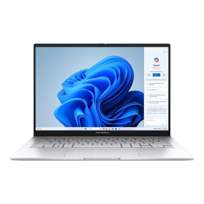Ноутбук ASUS Zenbook 14 UX3405CA-QL291 14" WUXGA Touch OLED, Intel Ultra 9 285H, 32GB, F1TB, UMA, NoOS, Сріблястий