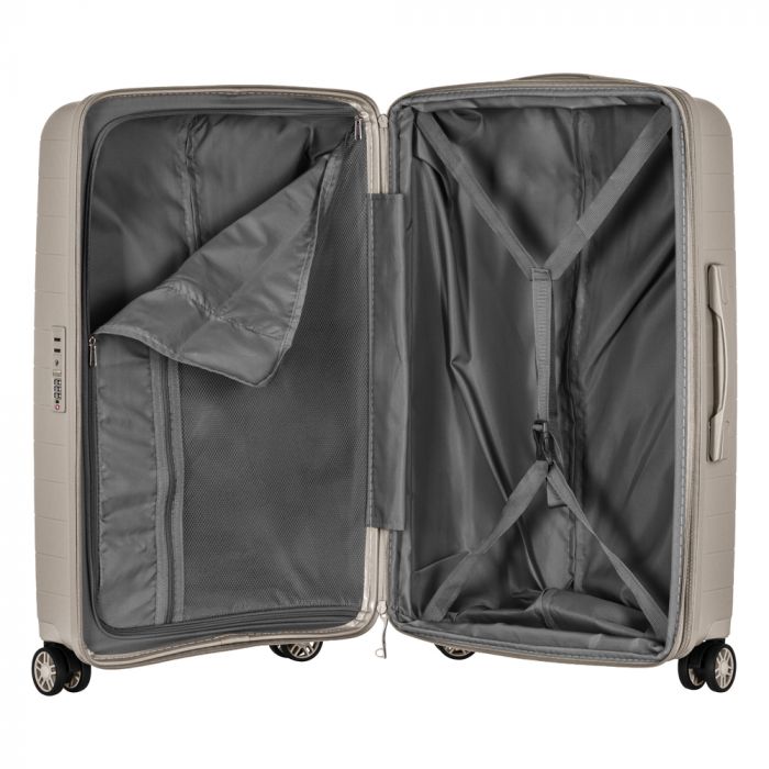 Валіза 2E, Aero, поліпропілен, середня, 63/78 л, TSA, 4 колеса, EXP, сіро-коричневий