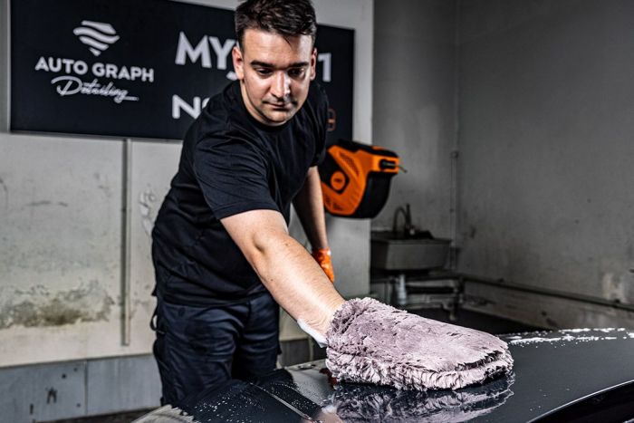 Рукавиця для миття автомобіля Neo Tools двостороння з делікатним покриттям 28х20см поліестер