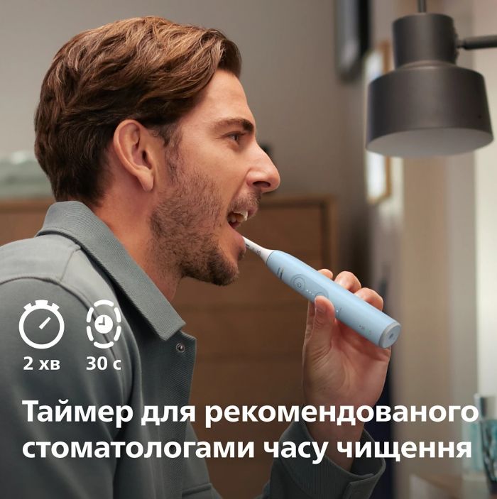 Щітка зубна електр. Philips, Sonicare 6100 Series, 62т. колив/хв, насадок-1, футляр, блакитний