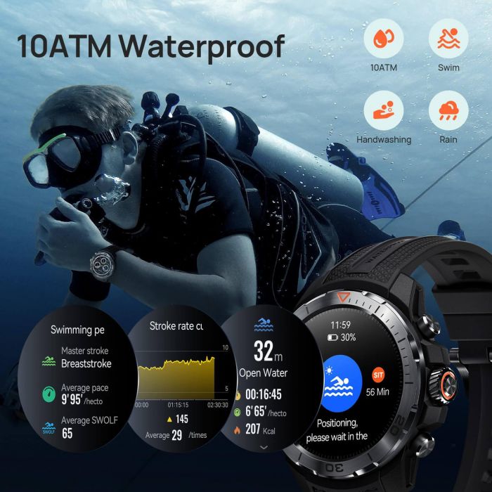 Смарт-годинник Mibro GS Explorer 48мм, 1.32", 466x466, AMOLED, BT 5.3, Dual-band GPS, 10 ATM, пісочно-білий