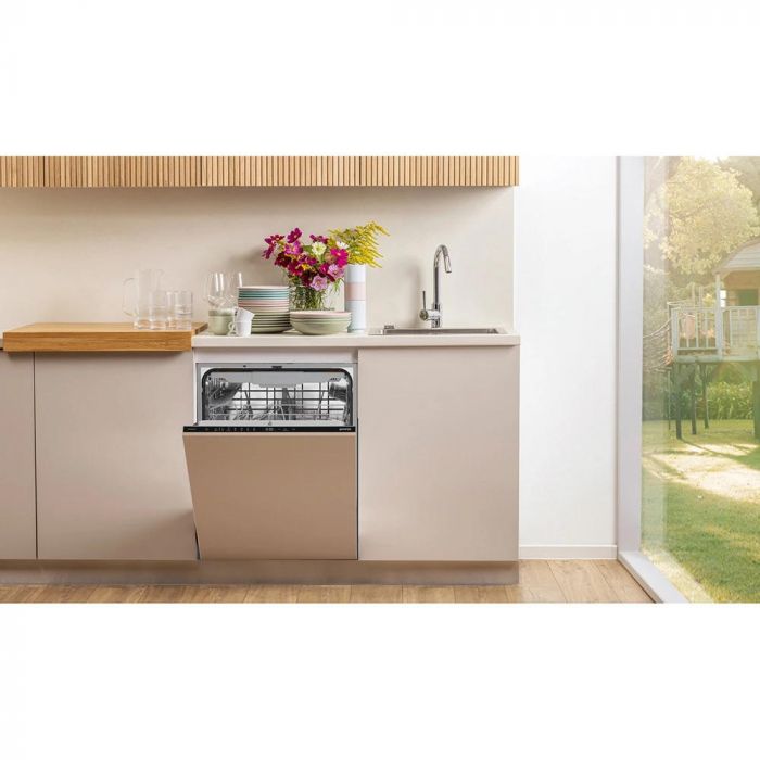 Посудомийна машина Gorenje вбудовувана, 16компл., C, 60см, AquaStop, автоматичне відчинення, сенсорн.упр, 3 кошики, білий