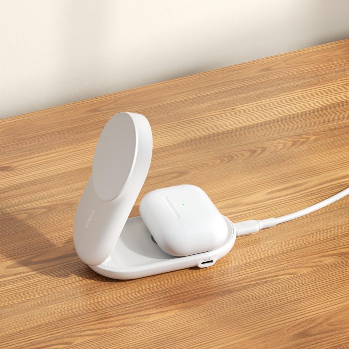 Зарядний пристрій бездротовий Belkin UltraCharge 2-in-1 Foldable Magnetic Charging 25Вт, білий