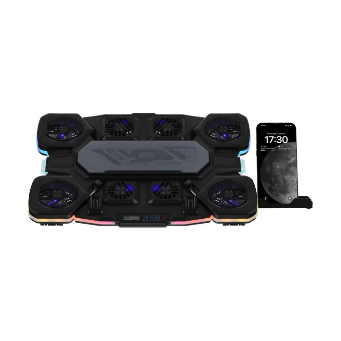 Підставка для ноутбука 2E GAMING CPG-012, до 17.3", 1xUSB-C, LCD/semiconductor cooling pad, RGB, чорний
