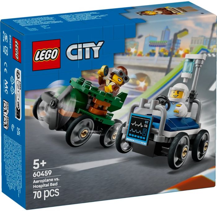 Конструктор LEGO City «Літак проти лікарняного ліжка» Набір для перегонів