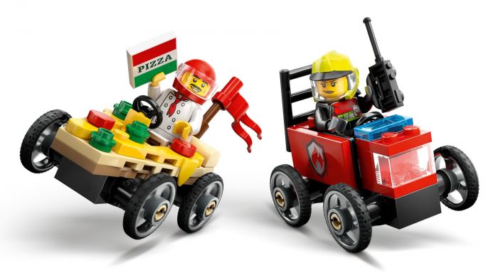 Конструктор LEGO City «Піца-авто проти пожежної машини» Набір перегонів