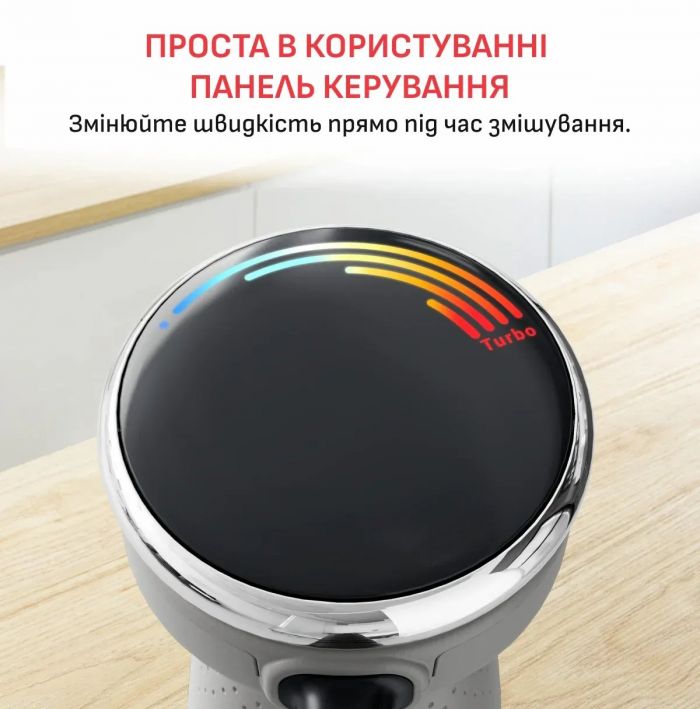 Блендер Tefal заглибний Quickchef+ 1000Вт, 3в1, чаша-800мл, чопер-1000мл, турборежим, сріблясто-сірий