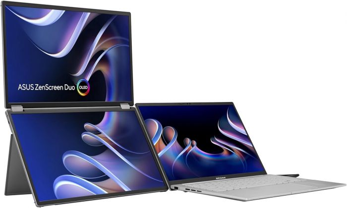 Монітор портативний Asus 2x14" ZenScreen DUO MQ149CD mHDMI, 2xUSB-C, OLED, 1920x1200, 16:10, DCI-P3 100%, HDR400, Cover