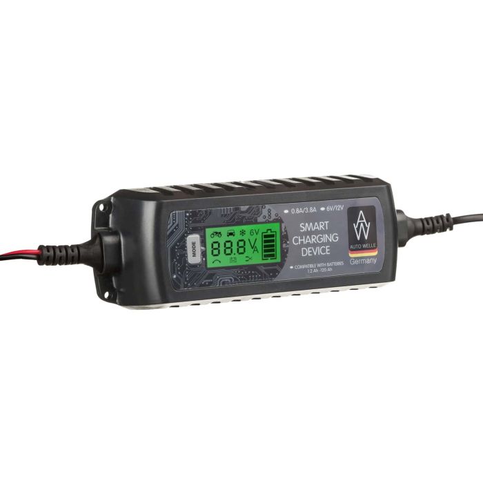 Зарядний пристрій Konner&Sohnen Auto Welle AW05-1204 інтелектуальний, 230В, 6/12В, 0.8/3.8А, для STD/AGM/GEL 1.2-120А-год, режими повільний, стандартний, зимовий