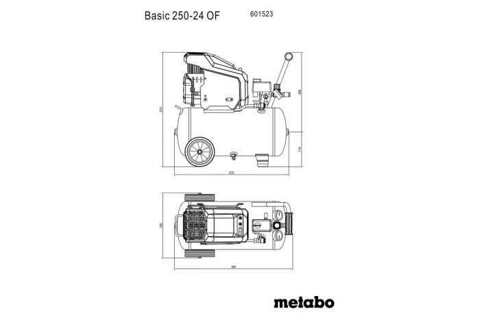 Компресор повітряний Metabo Basic 250-24 OF, 1500Вт, 24л, 100л/хв, 8бар, 24кг