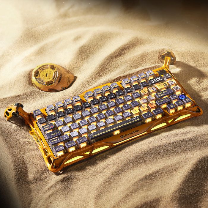 Клавіатура механічна GravaStar Mercury K1 Pro 80keys, GravaStar x Kailh Speedy Mint, BT/WL/USB, жовтий