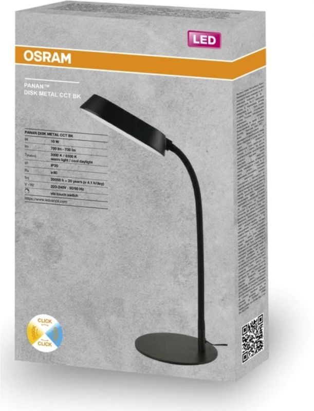 Лампа настільна OSRAM Panan DISK METAL 10W 3000К 4000К 6500К з димером, чорний