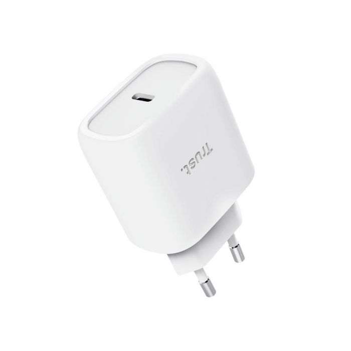 Зарядний пристрій мережевий Trust Maxo 45Вт, GaN, USB-C PD/PPS, білий