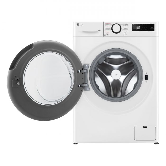 Пральна машина LG фронтальна, 8кг, 1200, A, 48см, дисплей, пара, інвертор, білий