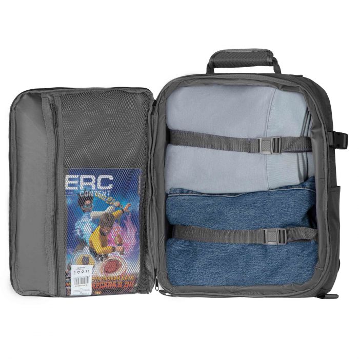 Рюкзак дорожній 2Е Trek, Cabin size, поліестр, EXP, 17/23л, з відсіком для ноутбука 16", сірий