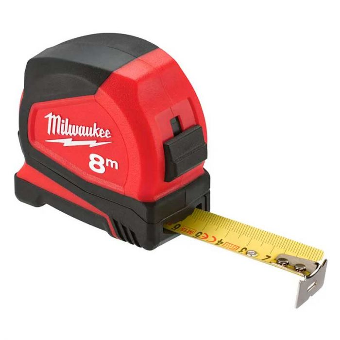 Рулетка Milwaukee Pro Compact, 8мх25мм, з фіксатором змотування, АБС-пластик