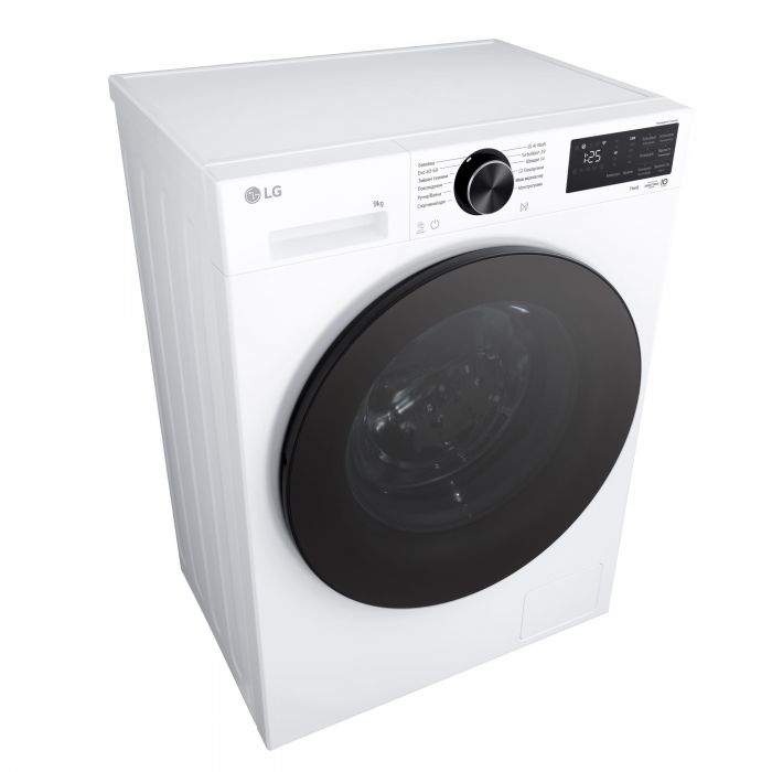 Пральна машина LG фронтальна, 9кг, 1200, A, 48см, дисплей, пара, інвертор, білий