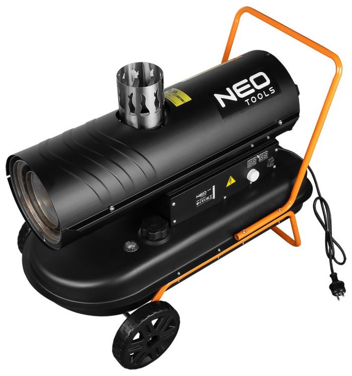 Теплова гармата дизельна Neo Tools, прямого нагріву, 30кВт, 280м2, 850м3/год, димохід 120мм, IPX2, чорний, 30кг