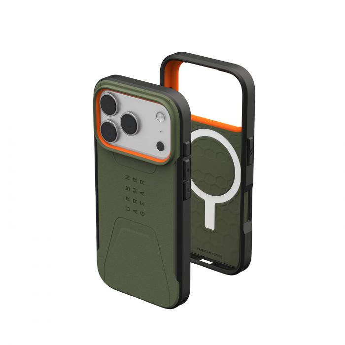 Чохол UAG для iPhone 17 Pro, Civilian MagSafe, Olive/Orange