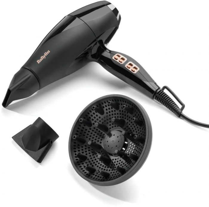 Фен Babyliss Air Power Pro, 2300Вт, 3 режими, дифузор, іоніз-я, хол. обдув, кераміка, чорно-рожевий