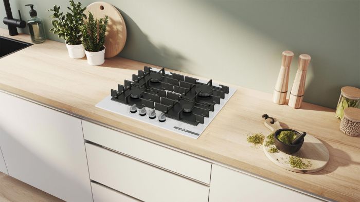 Варильна поверхня Bosch газова, 60см, чавун, білий