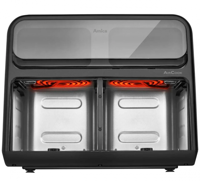 Мультипіч Amica 2400Вт, 2 чаші - по 4.0л, сенсорне управл., 8 авто. программ, пластик, чорний