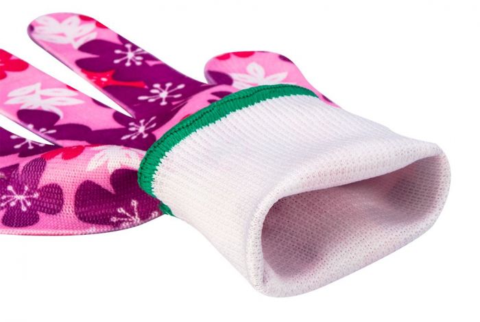 Рукавички робочі Verto, поліестер, р.7, рожевий в квіточку