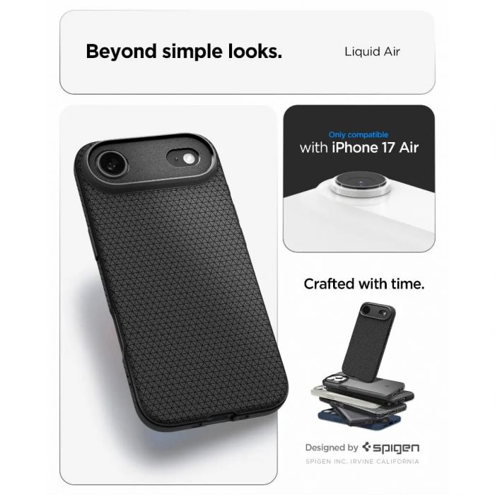 Чохол Spigen для iPhone 17 Air, Liquid Air, Matte Black