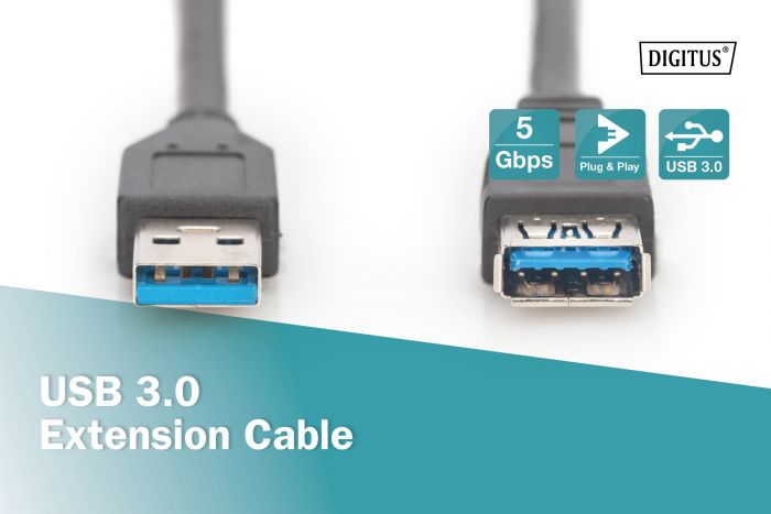 Кабель ASSMANN USB 3.0 (AM/AF) 1.8м, чорний