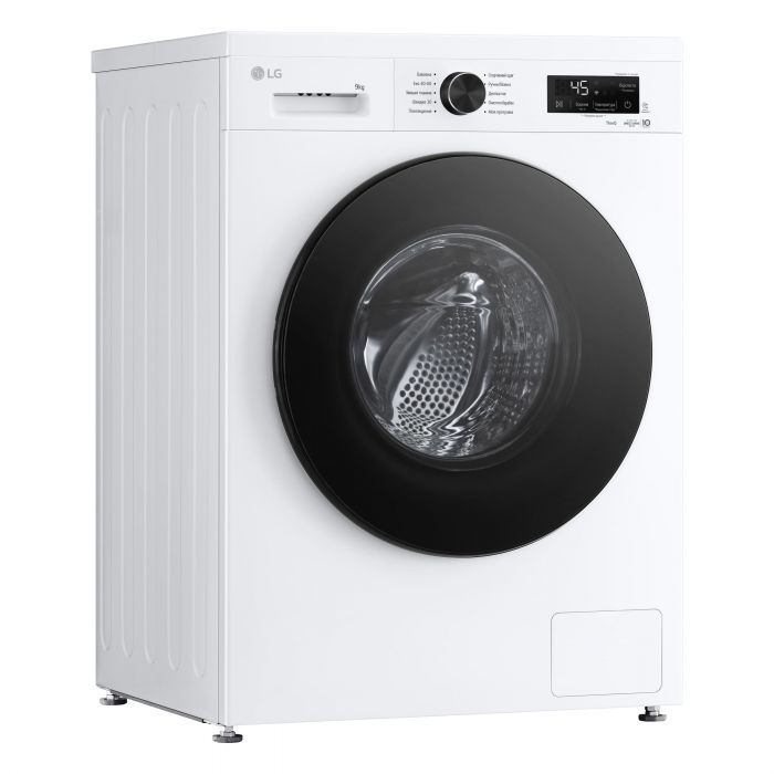 Пральна машина LG фронтальна, 9кг, 1400, A, 55см, дисплей, пара, інвертор, білий