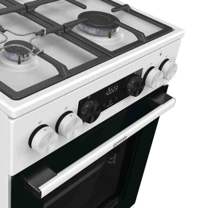Плита Gorenje комбінована, 70л, 50x60см, дисплей, IconLed, чавун, білий