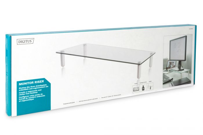 Підставка для монітора DIGITUS Universal glass monitor riser, до 20кг