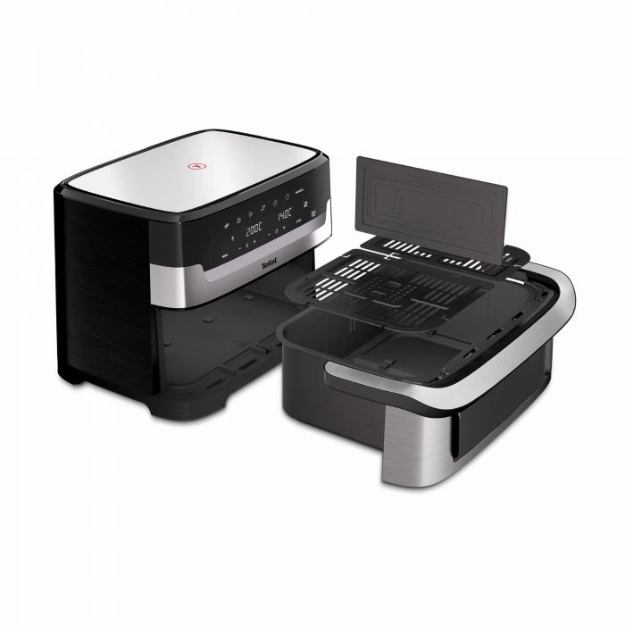 Мультипіч Tefal Dual Easy Fry Flex, 2700Вт, чаша-5.5+3.5л, сенсорне керув., з віконцем, 2 чаши, гриль, пластик, чорний-нерж. сталь