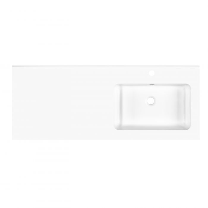 Раковина, умивальник ARDESTO Camille R, штучний камінь, прямокут., з отвором для змішувача, з отвором для переливу, 1198x478x140мм,з сифоном Click-Clack