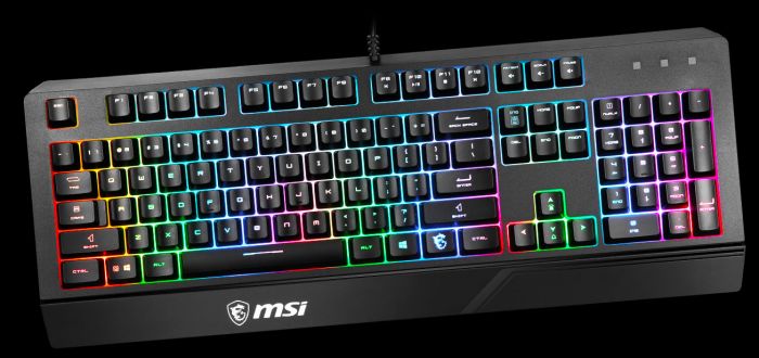 Клавіатура мембранна MSI Vigor GK20 UA 104key, USB-A, EN/UKR/RU, ColorLED, чорний