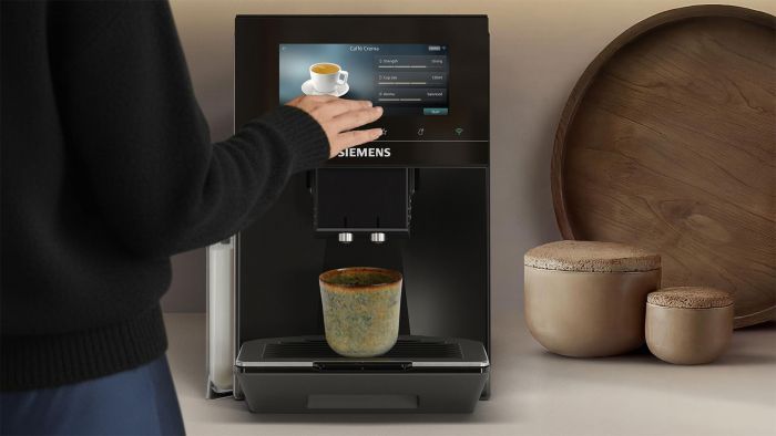 Кавомашина Siemens 2.3л, зерно + мелена, автомат.капучинатор, LED - дисплей, авторецептів - 20, home connect, чорно-сірий