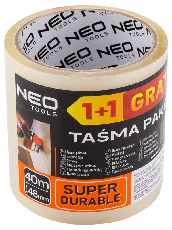 Стрічка пакувальна Neo Tools, 40мх48мм, прозора набір 2шт