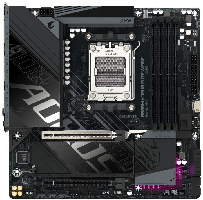 Материнська плата GIGABYTE B850M AORUS ELITE WIFI6E sAM5 B850 4xDDR5 M.2 HDMI DP Wi-Fi BT mATX