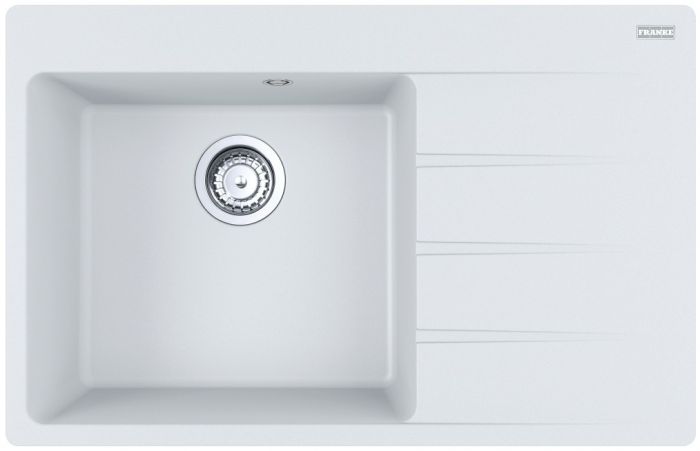 Мийка кухонна Franke Centro, фраграніт, прямокутник, з крилом справа, 780х500х200мм, чаша - 1, врізна, CNG 611-78 TL, білий