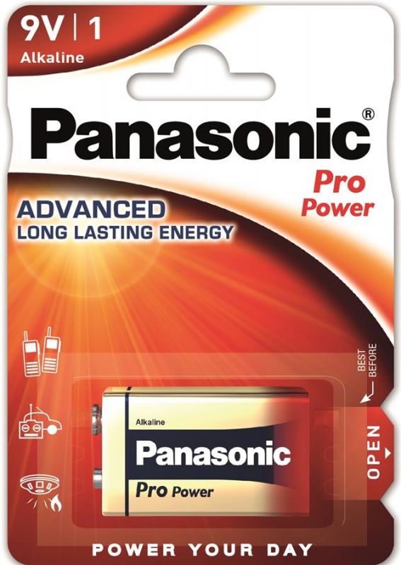 Батарейка Panasonic Pro Power лужна 6LR61(6LF22, MN1604, MX1604, Крона) блістер, 1 шт.