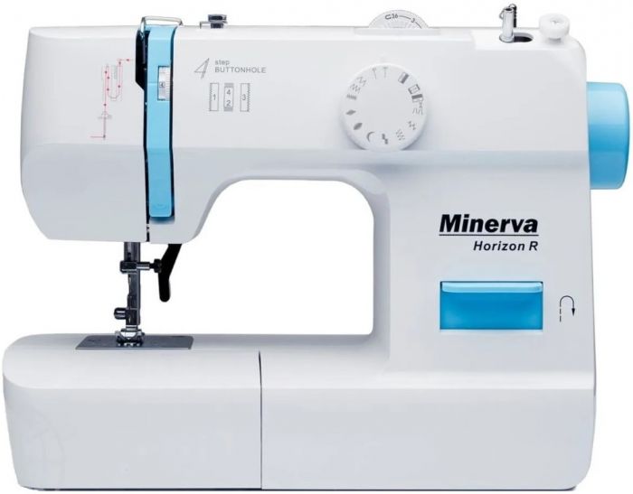 Швейна машина МINERVA Horizon R, електромех., 71 Вт, 13 швейних операцій, петля напівавтомат, білий