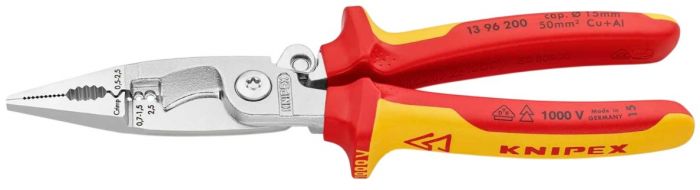 Кліщі багатофункціональні KNIPEX, діелектричні, для робіт під напругою 10000В, 200мм