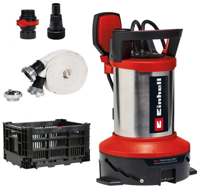 Насос дренажний Einhell Flutset GE-DP 7535 N LL ECO 750Вт, 18500л/год, вис. 9м, глиб. 7м, нержавіюча сталь, 5.7кг