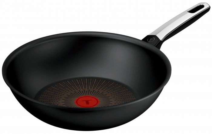 Сковорода ВОК Tefal Excellence Fusion,28см, алюміній, нержавіюча сталь, бакеліт, чорний