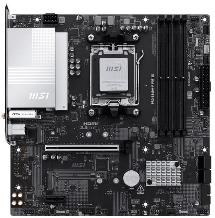 Материнcька плата MSI PRO B840M-P WIFI6E sAM5 B840 4xDDR5 M.2 HDMI WiFi BT mATX