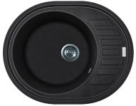 Мийка кухонна Adamant Ovum, штучний камінь, овальна, з крилом, 615х495х200мм, чаша - 1, врізна, чорний