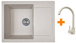 Набір кухонний Adamant Minimal, штучний камінь, прямокут., з крилом, 615х495х200мм, чаша - 1, врізна, Avena + змішувач