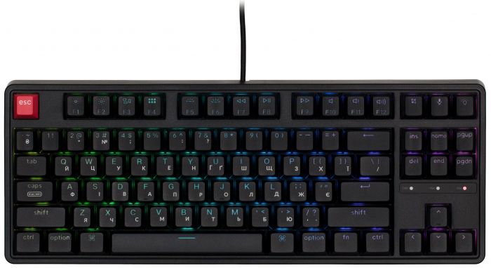Клавіатура механічна Keychron C3 Pro V2 87Key, K pro Brown, USB-A, QMK, Hot-swap,8K, EN/UKR, RGB, чорний